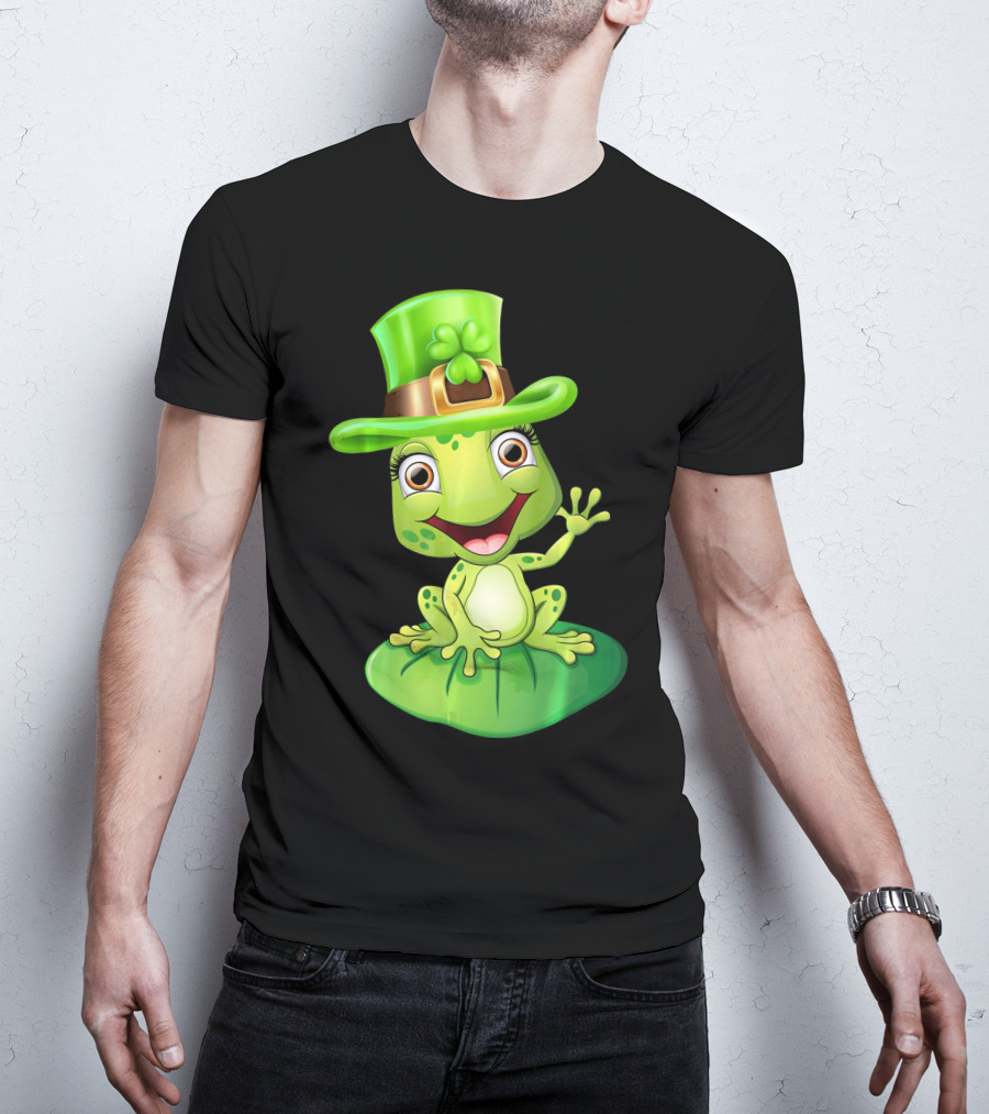 St. Patrick's Day Cute Frog In Green Hat T-Shirt