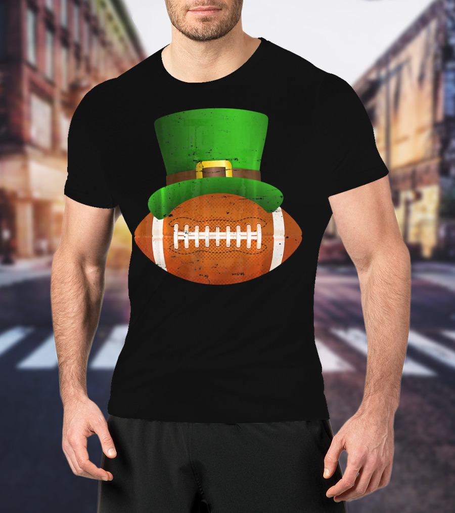 Funny St Patricks Leprechaun Football Hat Luck T-Shirt