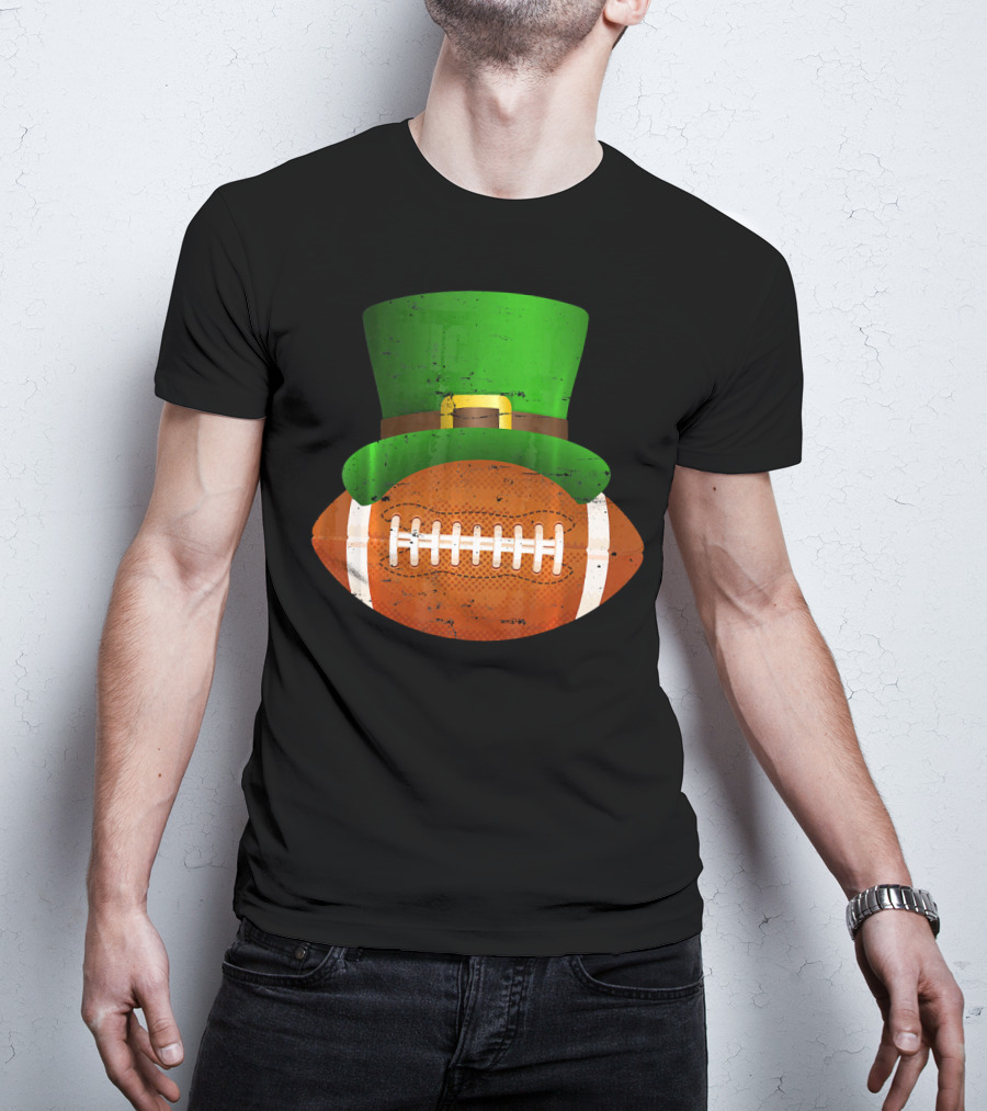 Funny St Patricks Leprechaun Football Hat Luck T-Shirt
