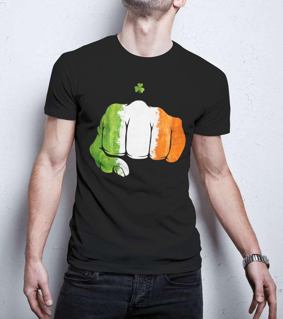 Irish Fighting Fist With Tricolor And Shamrock Mixed Martial Arts T-Shirt