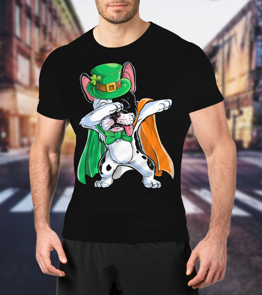 Dabbing French Bulldog St. Patrick's Day Leprechaun Costume T-Shirt