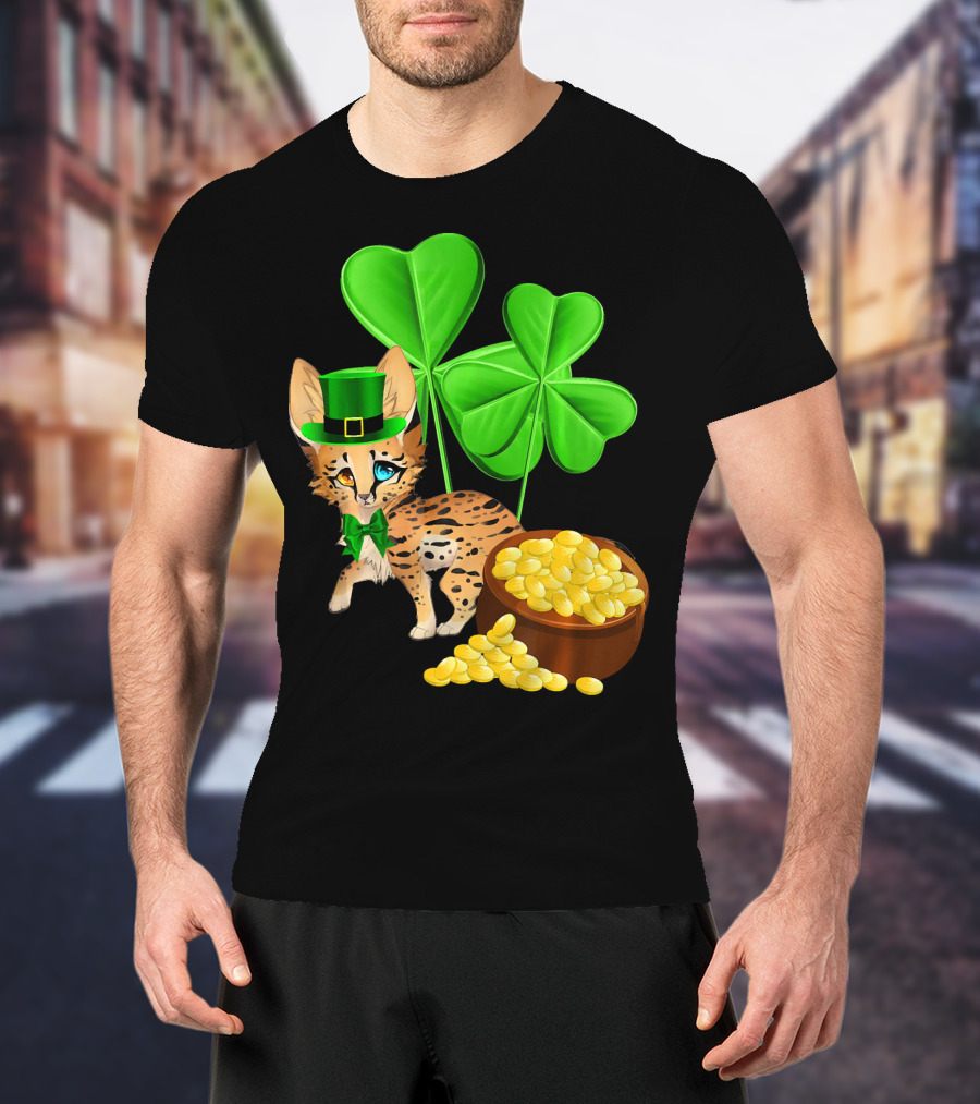 Ocicat St Patricks Day Leprechaun With Shamrocks And Gold Coins T-Shirt