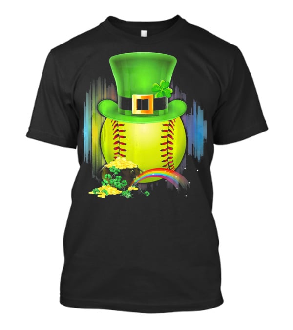 Leprechaun Softball St. Patrick's Day Coin Rainbow T-Shirt