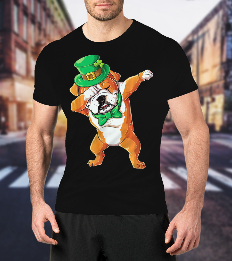 St. Patrick's Day Dabbing English Bulldog T-Shirt