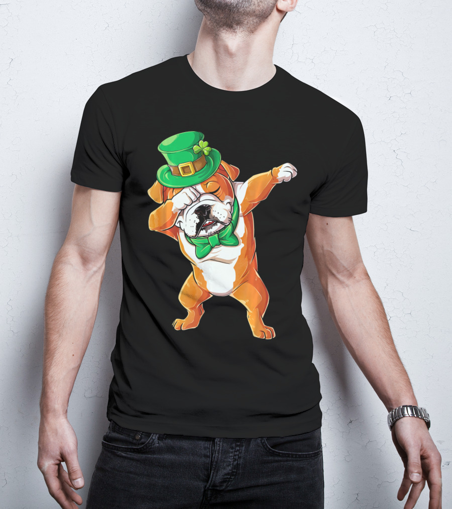 St. Patrick's Day Dabbing English Bulldog T-Shirt