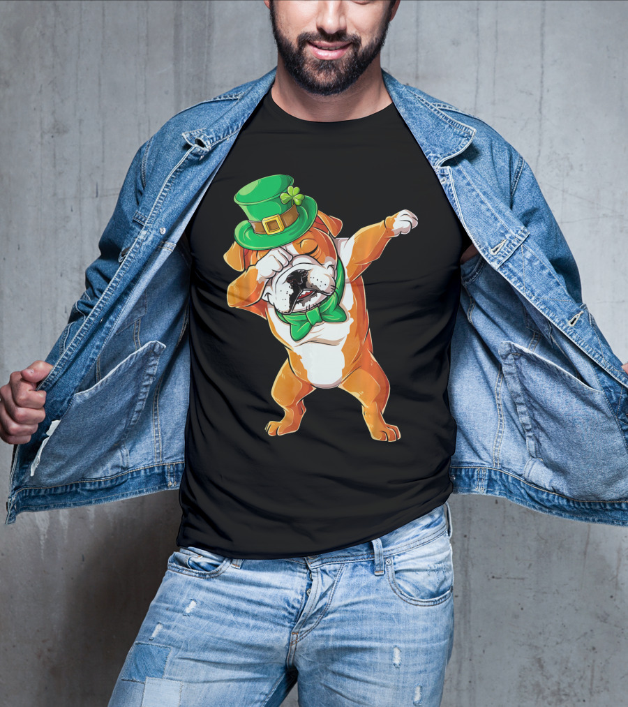St. Patrick's Day Dabbing English Bulldog T-Shirt
