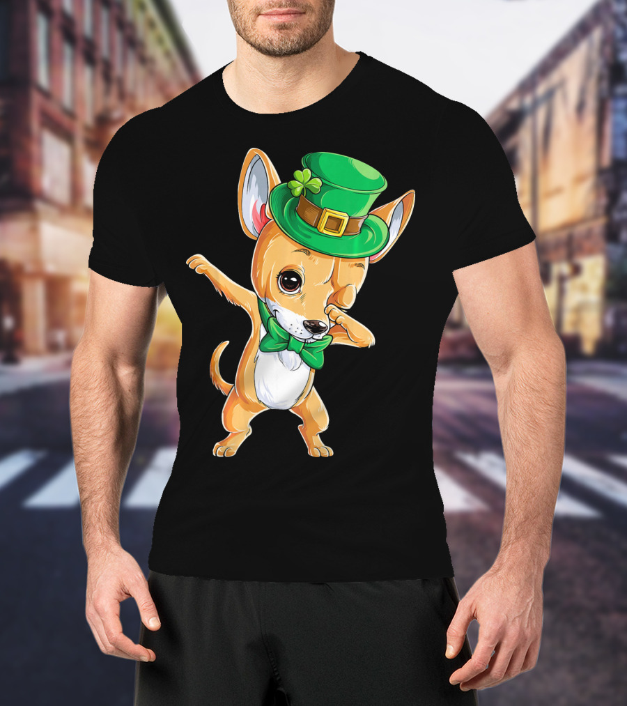 St. Patrick's Day Dabbing Chihuahua Leprechaun Hat T-Shirt