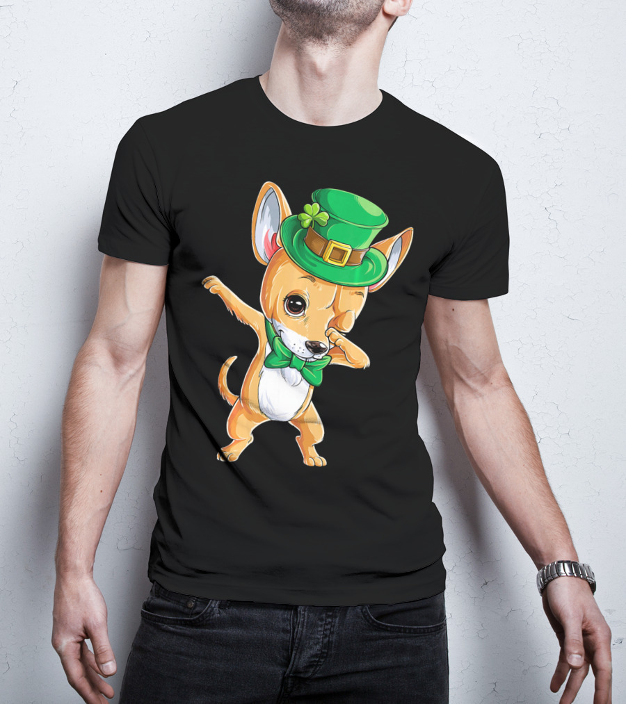 St. Patrick's Day Dabbing Chihuahua Leprechaun Hat T-Shirt