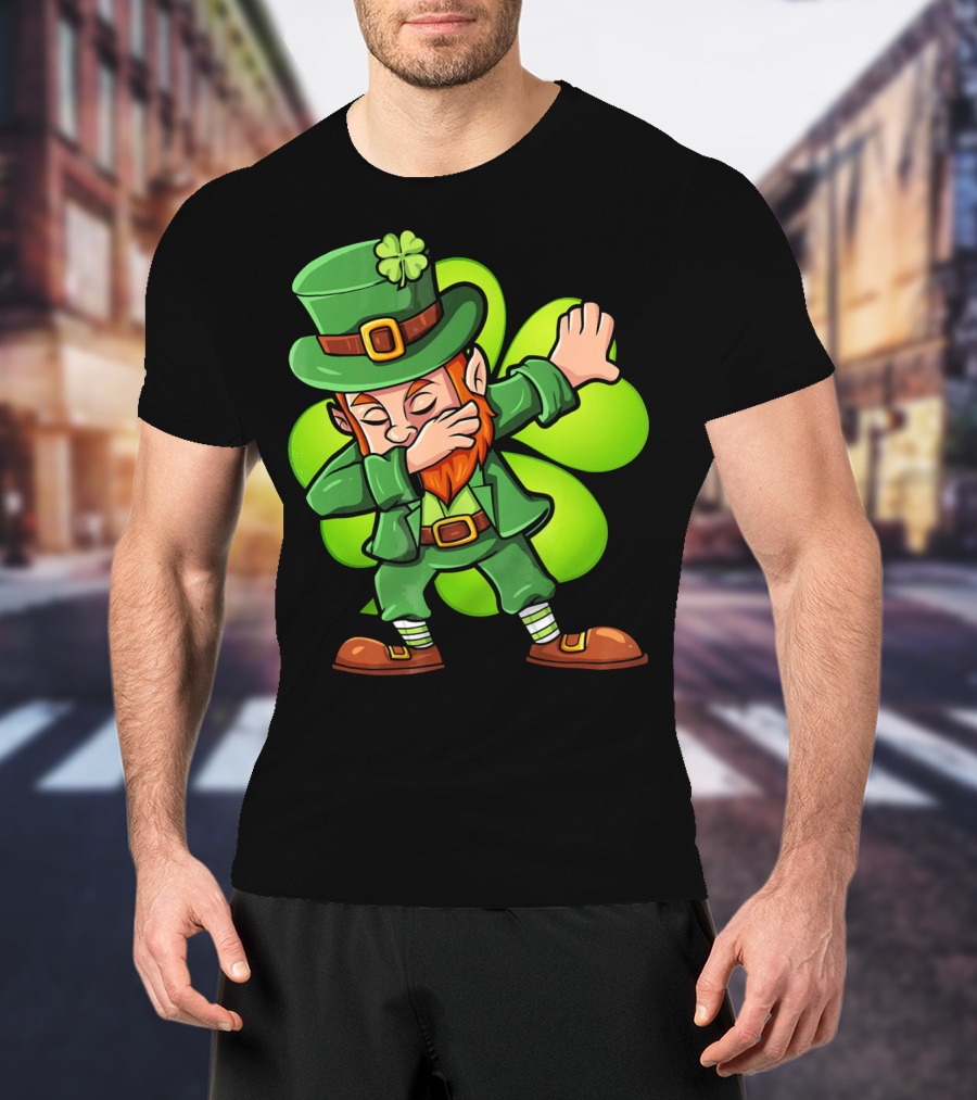 Dabbing Leprechaun With Clover St Patrick's Day Luck T-Shirt