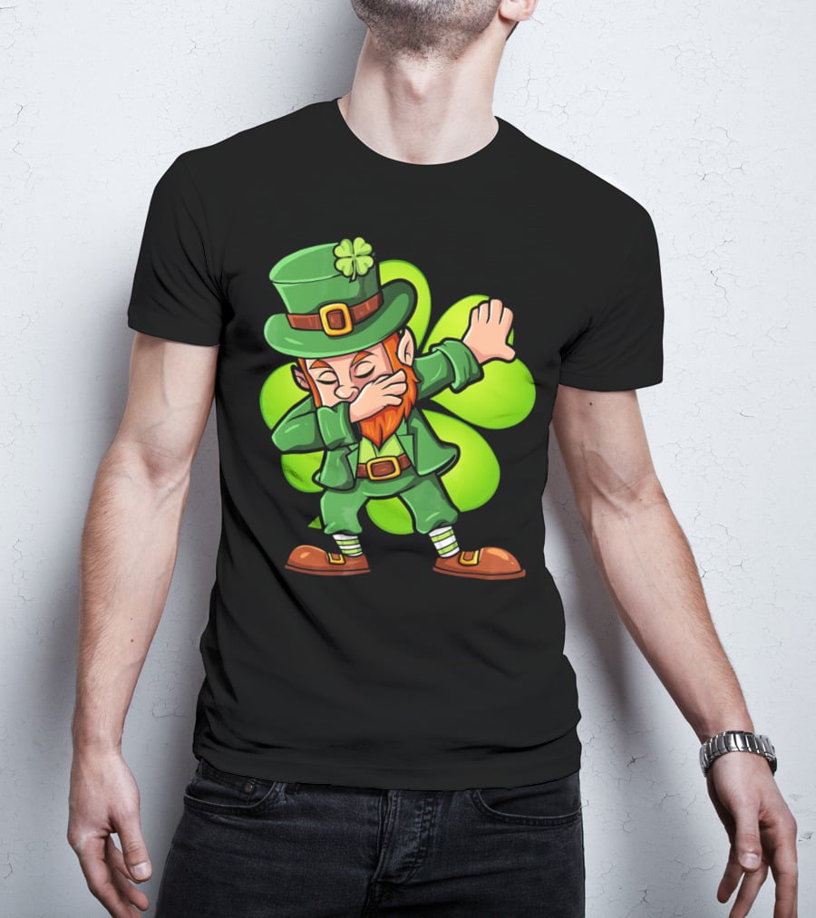 Dabbing Leprechaun With Clover St Patrick's Day Luck T-Shirt