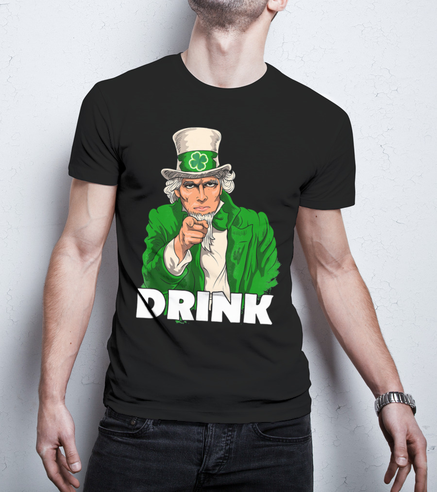 Irish Leprechaun Uncle Sam St Patricks Drink T-Shirt