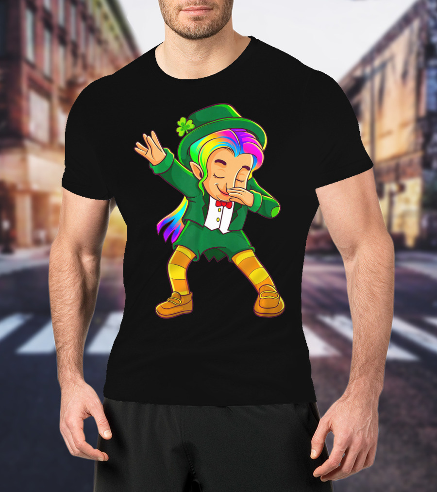 Dabbing Rainbow Leprechaun Girl St Patrick's Day T-Shirt