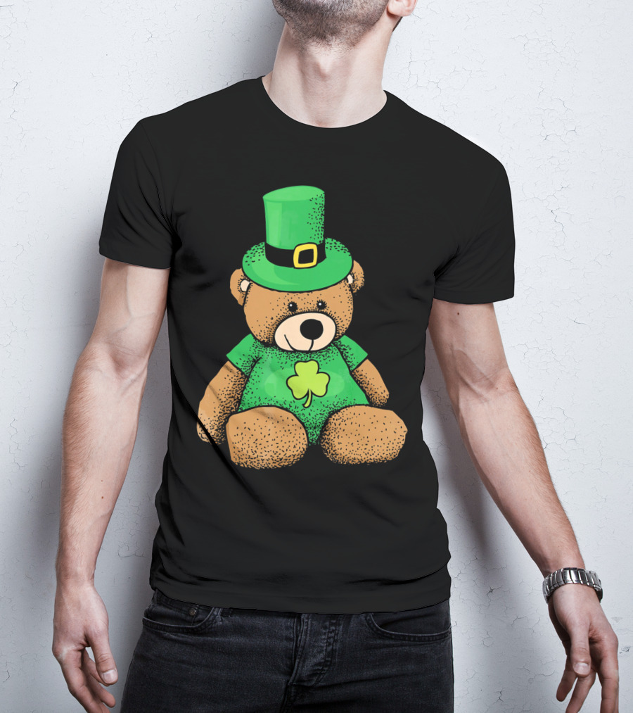 Irish Teddy Bear Shamrock Green Top Hat T-Shirt