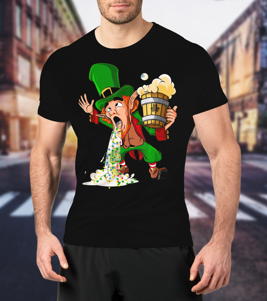 Funny Puking Leprechaun St Patrick's Day Beer T-Shirt