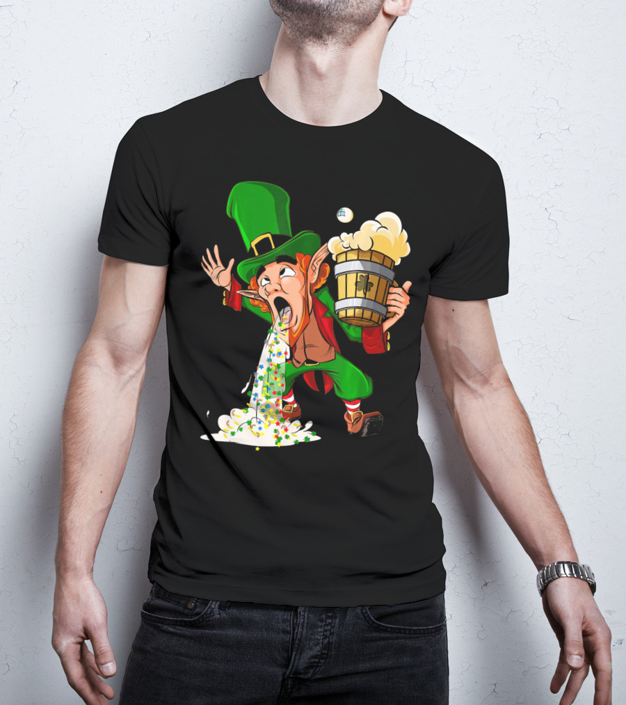 Funny Puking Leprechaun St Patrick's Day Beer T-Shirt