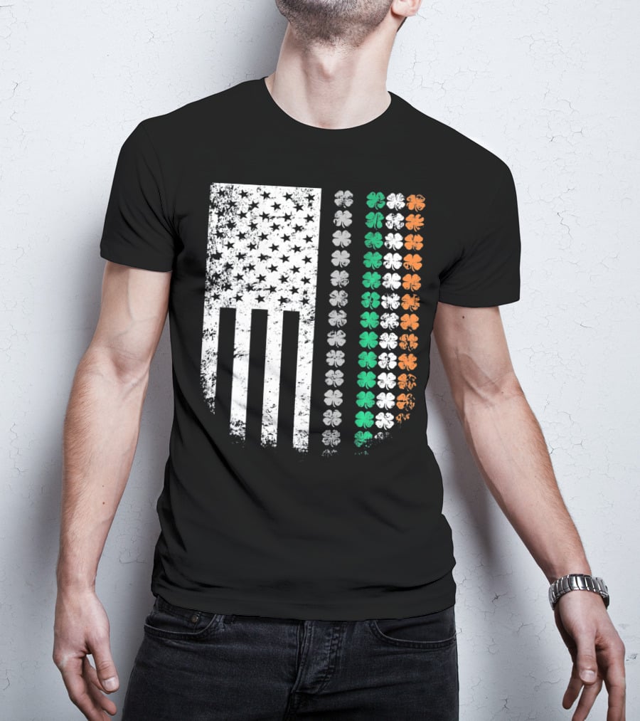 St Patricks Day Shamrock Flag Irish American T-Shirt