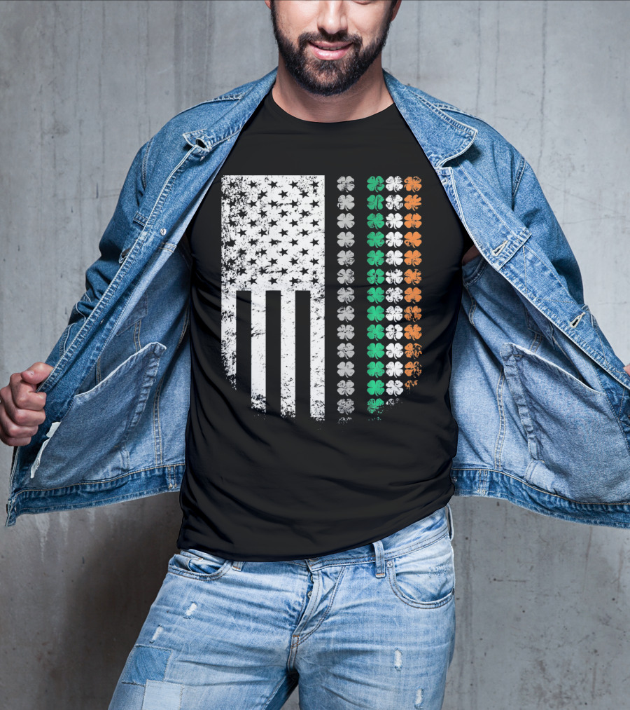 St Patricks Day Shamrock Flag Irish American T-Shirt
