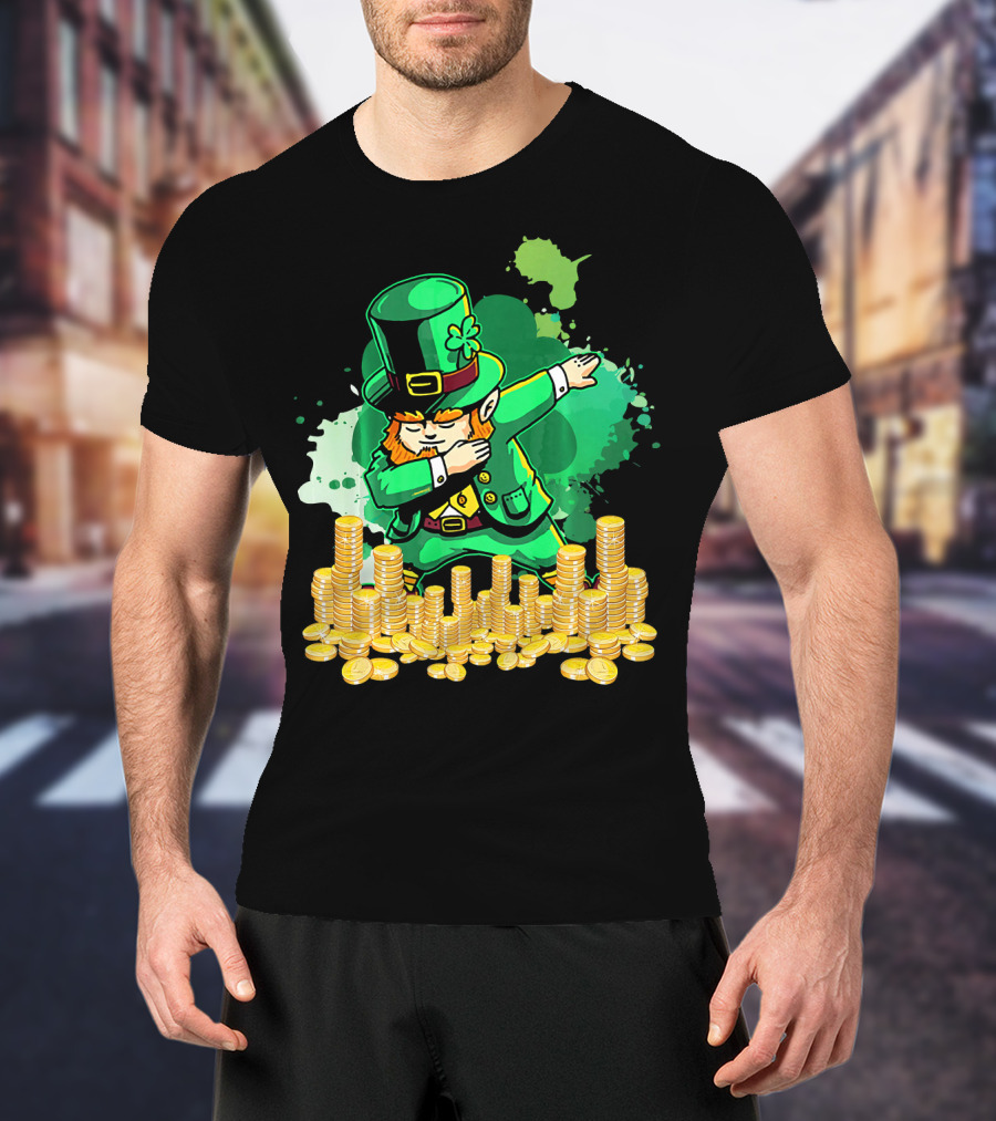 Dabbing Leprechaun And Gold Coins St. Patty's Day T-Shirt