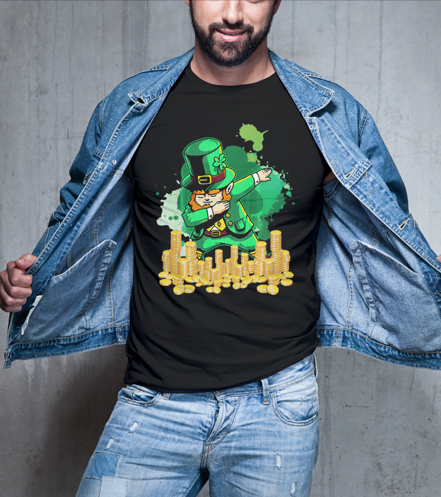 Dabbing Leprechaun And Gold Coins St. Patty's Day T-Shirt