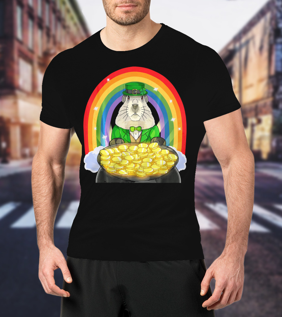 Groundhog Leprechaun Rainbow Gold St. Patrick's Day T-Shirt