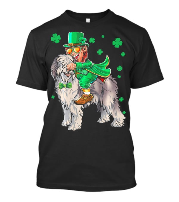 Leprechaun Olde English Sheepdog Shamrock St. Patrick's Day T-Shirt
