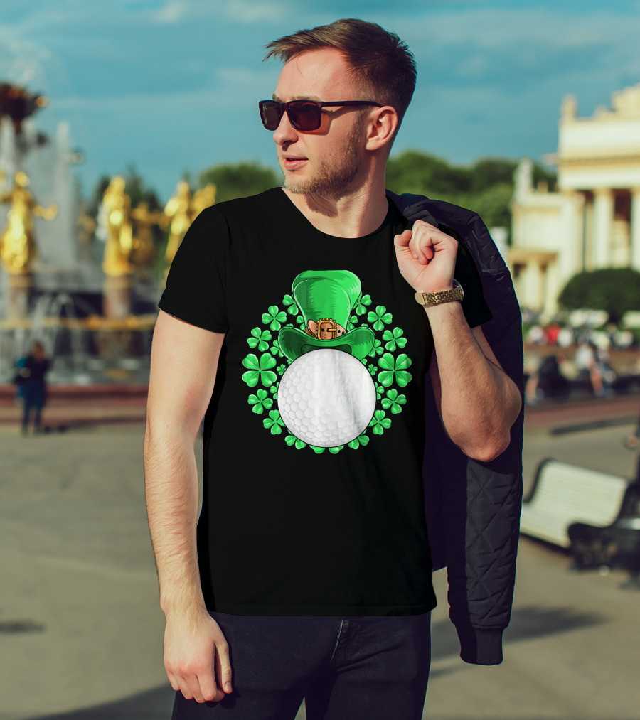 St Patricks Day Golfing Shamrock Hat Golf Ball T-Shirt