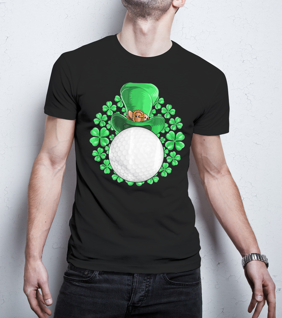 St Patricks Day Golfing Shamrock Hat Golf Ball T-Shirt