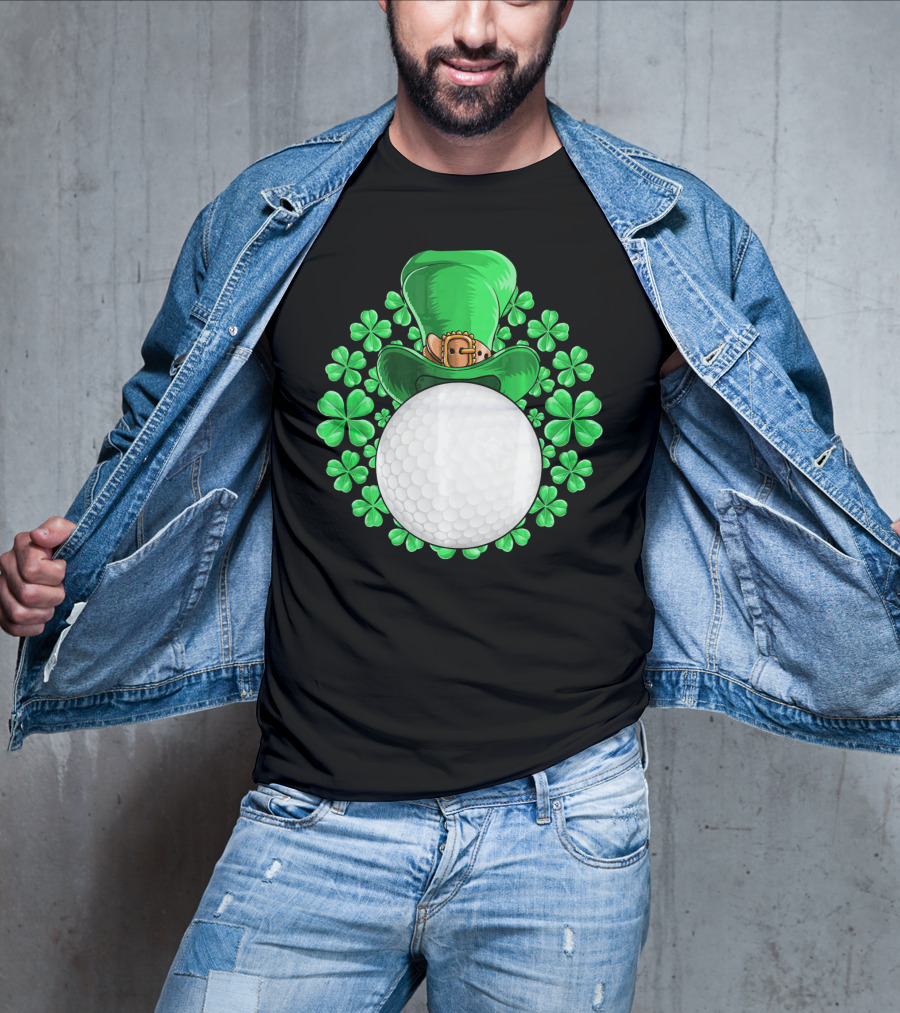 St Patricks Day Golfing Shamrock Hat Golf Ball T-Shirt