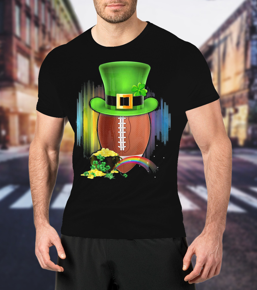Saint Patricks Day Rugby Leprechaun Coin Rainbow T-Shirt