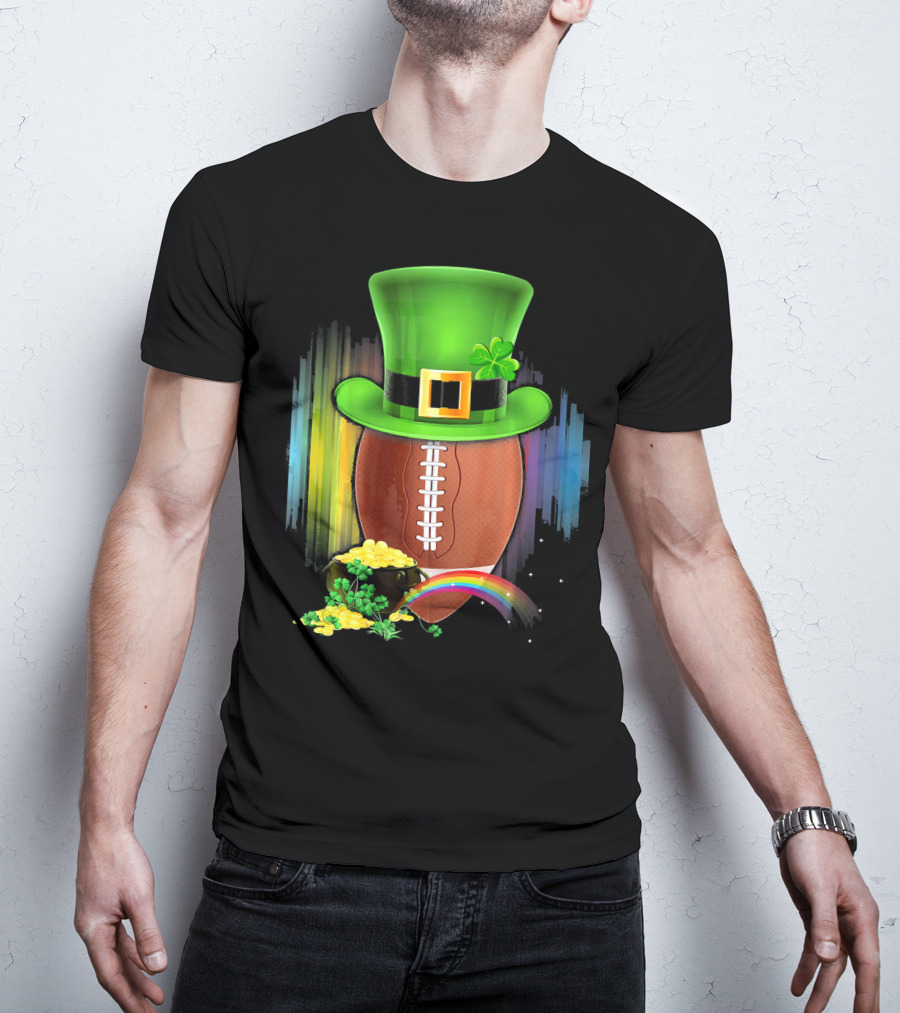 Saint Patricks Day Rugby Leprechaun Coin Rainbow T-Shirt