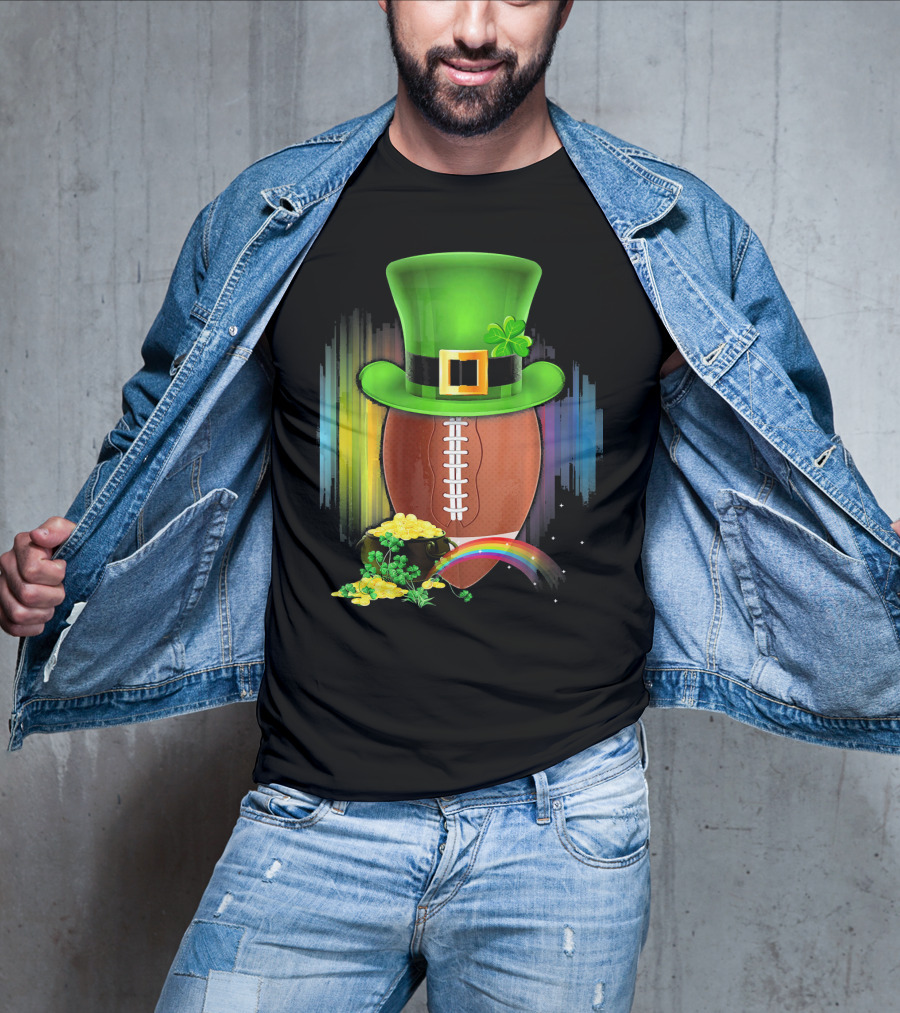 Saint Patricks Day Rugby Leprechaun Coin Rainbow T-Shirt