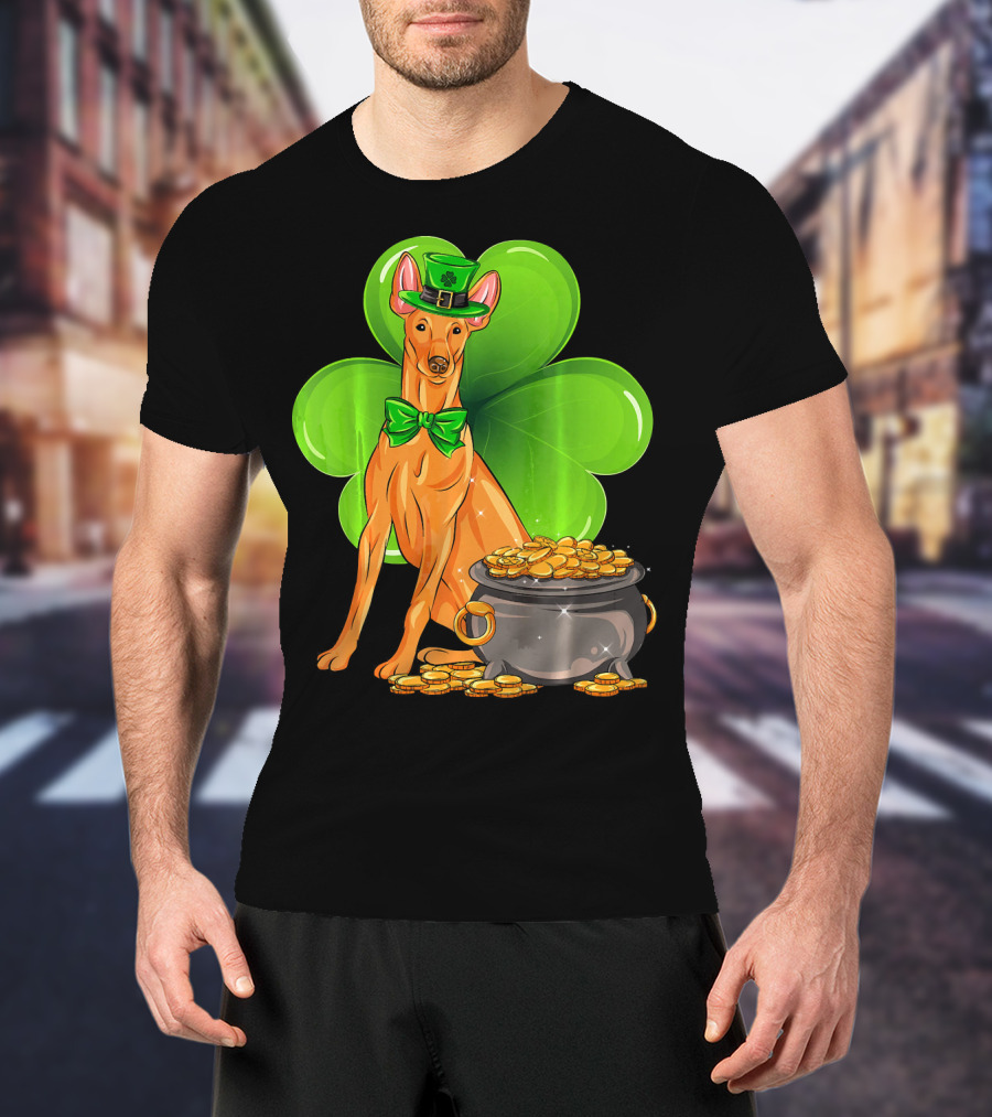 Pharaoh Hound St Patricks Day Leprechaun Clover Pot Of Gold T-Shirt