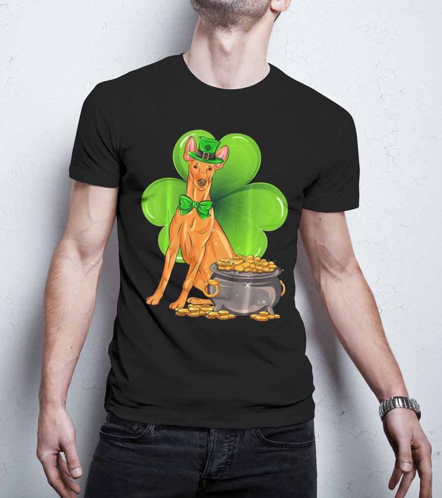 Pharaoh Hound St Patricks Day Leprechaun Clover Pot Of Gold T-Shirt