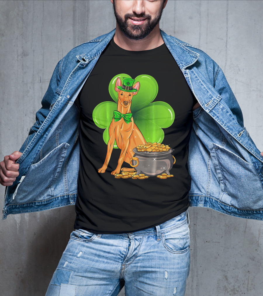 Pharaoh Hound St Patricks Day Leprechaun Clover Pot Of Gold T-Shirt