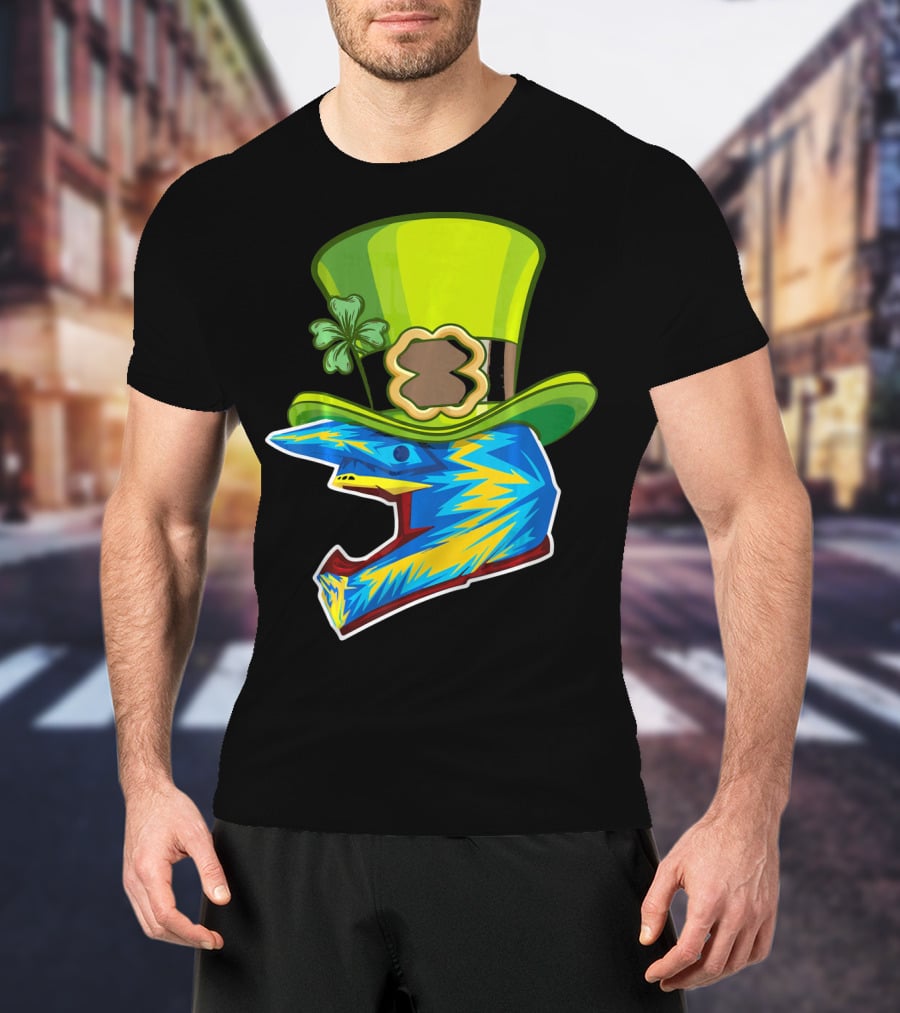 Motocross Leprechaun Shamrock Helmet T-Shirt