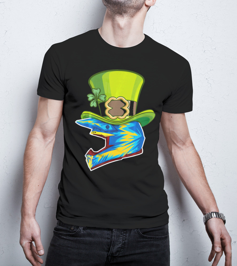 Motocross Leprechaun Shamrock Helmet T-Shirt