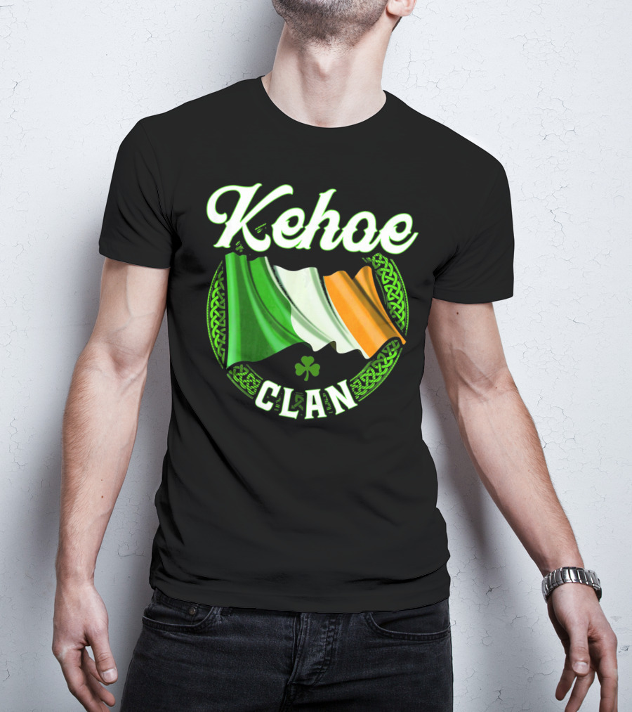 Kehoe Clan Irish Last Name Ireland Flag Shamrock T-Shirt