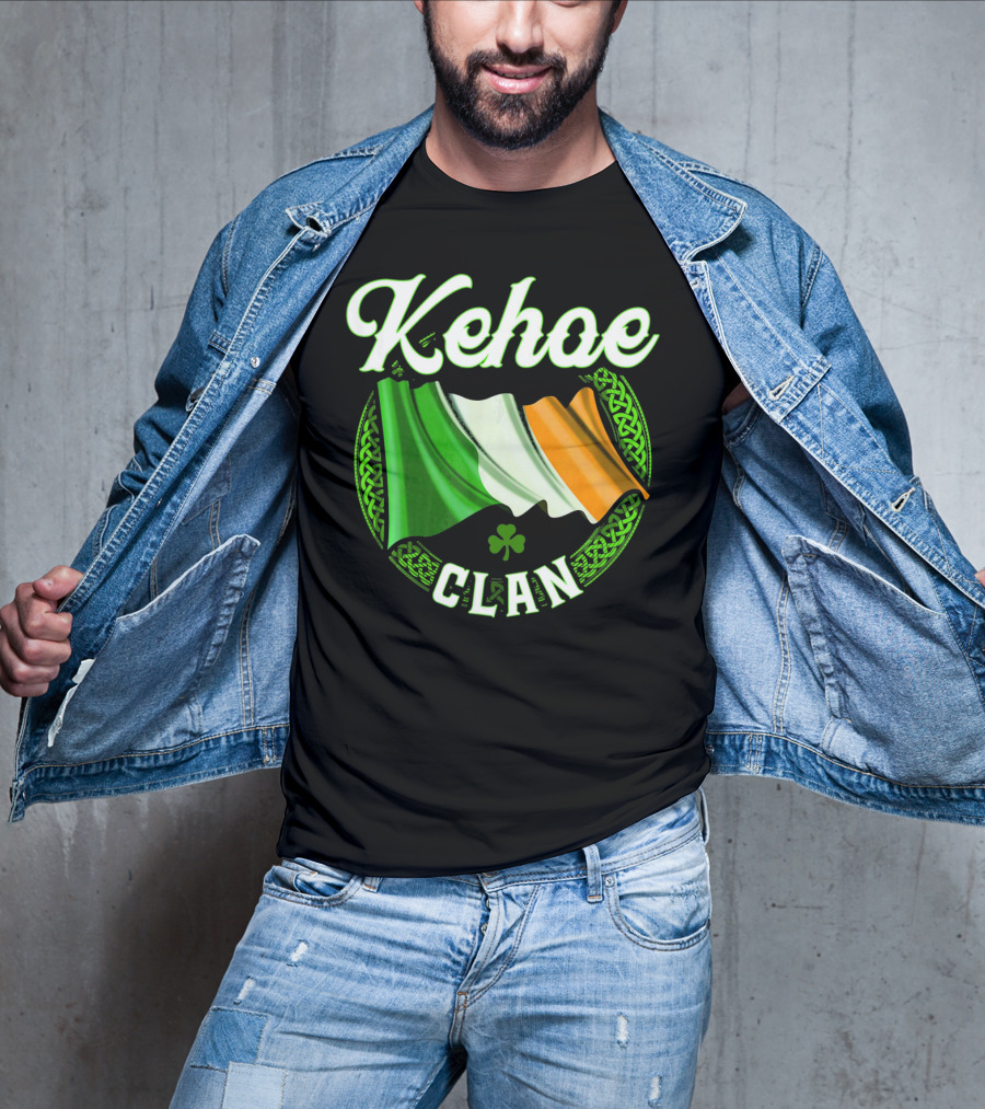 Kehoe Clan Irish Last Name Ireland Flag Shamrock T-Shirt