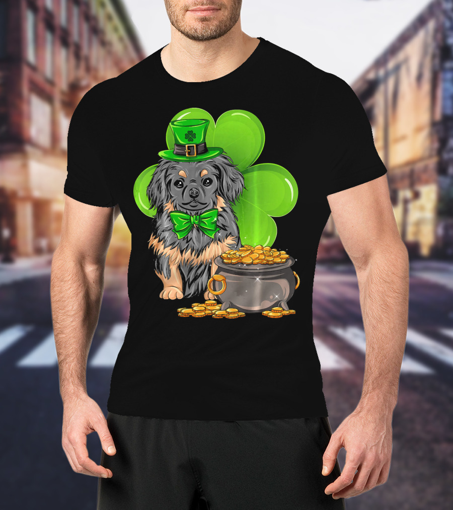 Pekingese St Patricks Day Leprechaun Dog Clover Hat Pot Of Gold T-Shirt