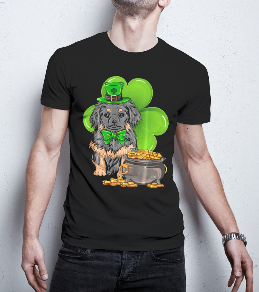 Pekingese St Patricks Day Leprechaun Dog Clover Hat Pot Of Gold T-Shirt