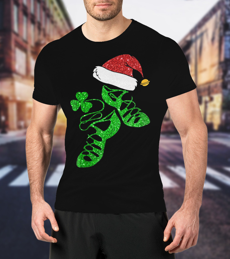 Santa Hat Irish Dance Shoes With Shamrock T-Shirt