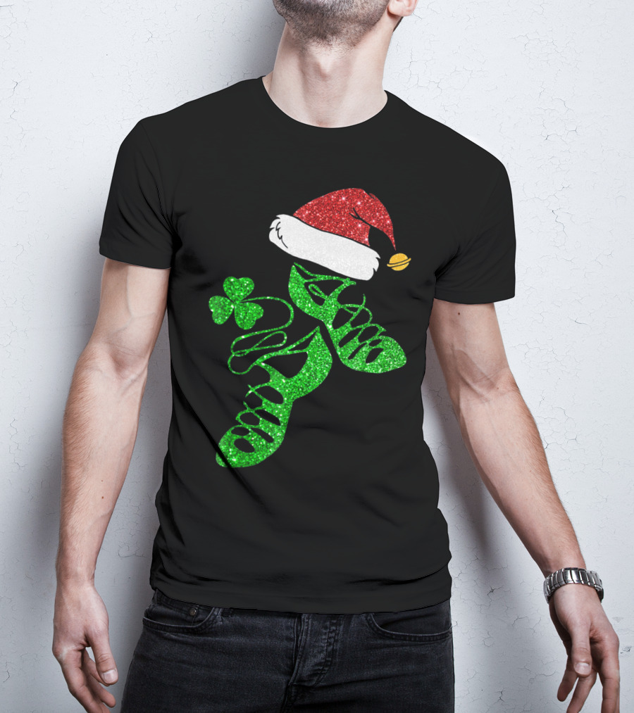 Santa Hat Irish Dance Shoes With Shamrock T-Shirt