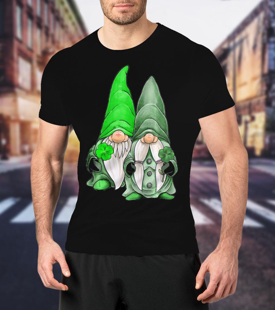 Green Gnomes Tomte Leprechaun Shamrock St. Patrick's Day Duo T-Shirt