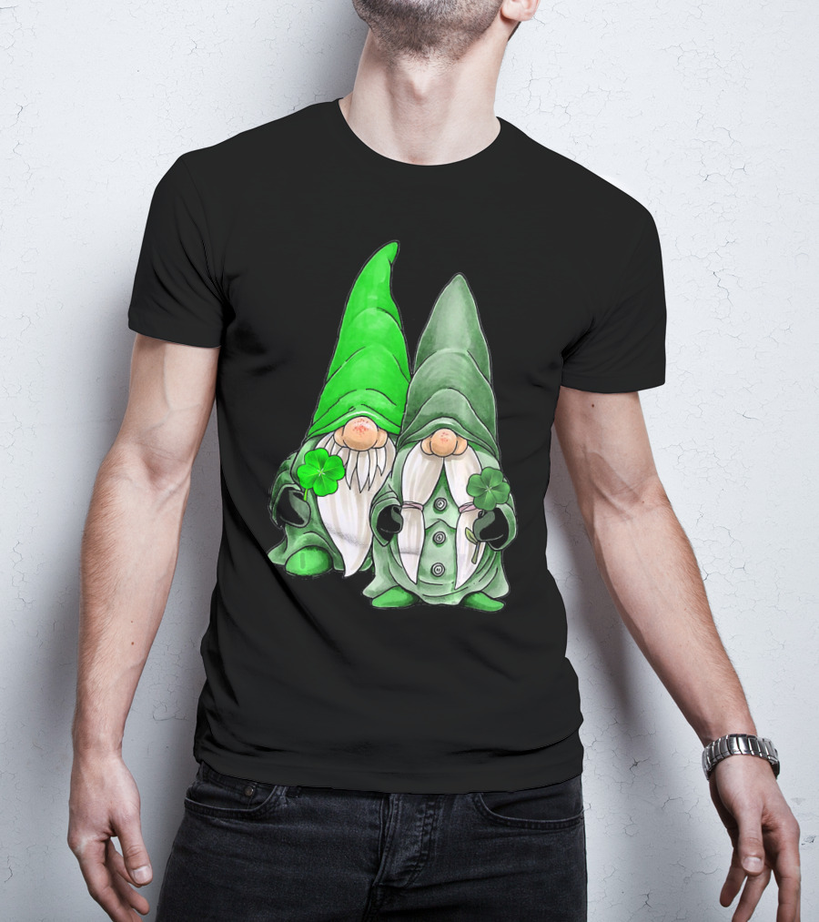 Green Gnomes Tomte Leprechaun Shamrock St. Patrick's Day Duo T-Shirt