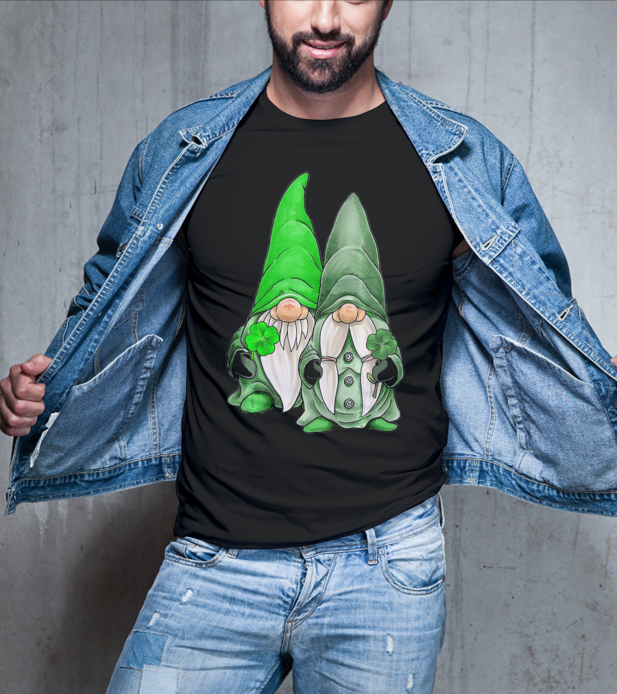 Green Gnomes Tomte Leprechaun Shamrock St. Patrick's Day Duo T-Shirt