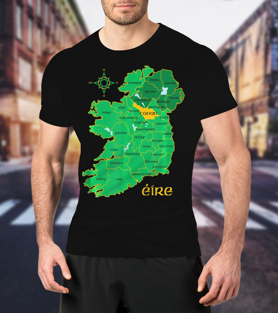 Cavan Éire Irish County Map Ireland T-Shirt