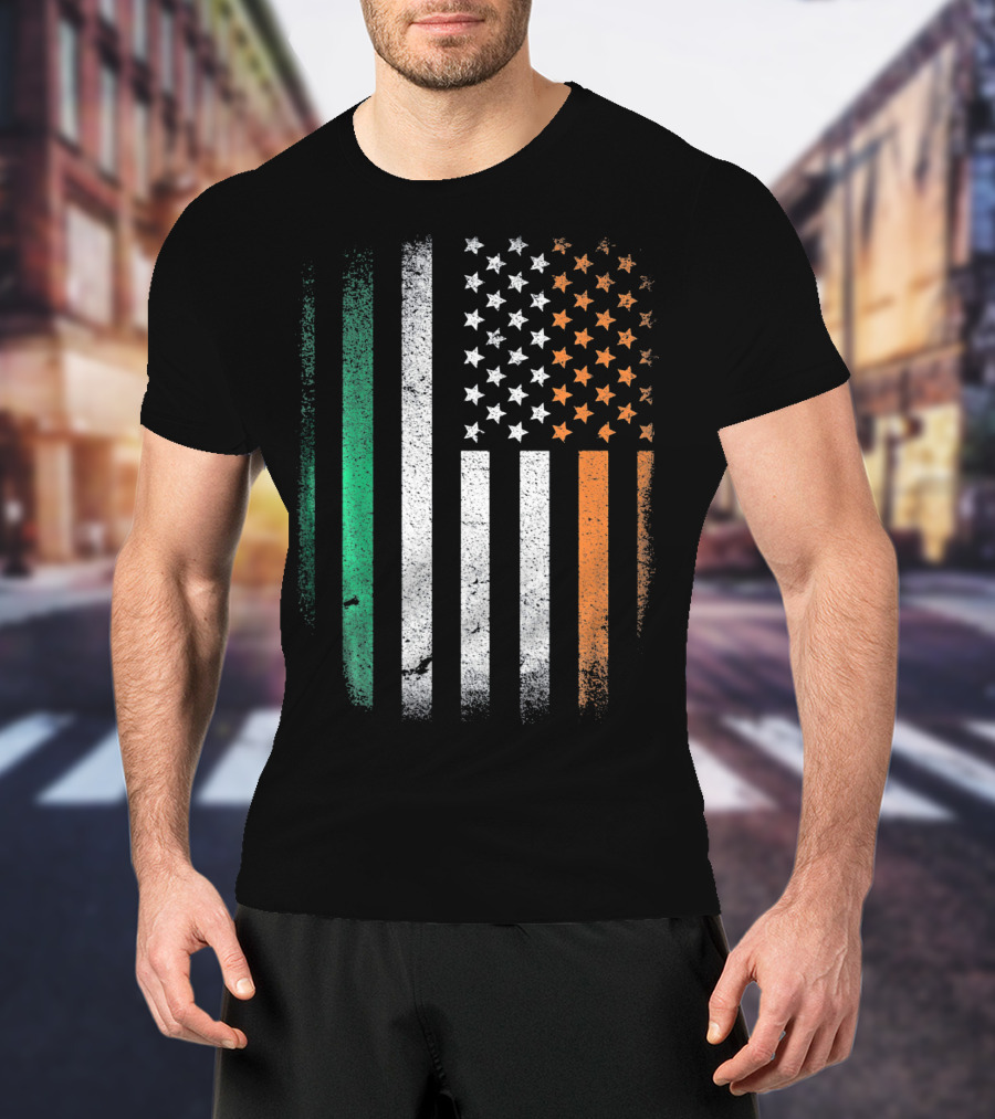 Irish Roots American Born Flag Fusion Ireland USA T-Shirt