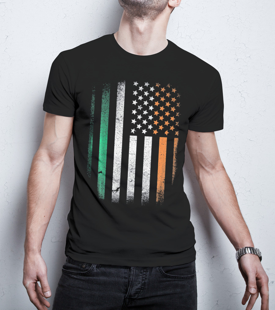 Irish Roots American Born Flag Fusion Ireland USA T-Shirt