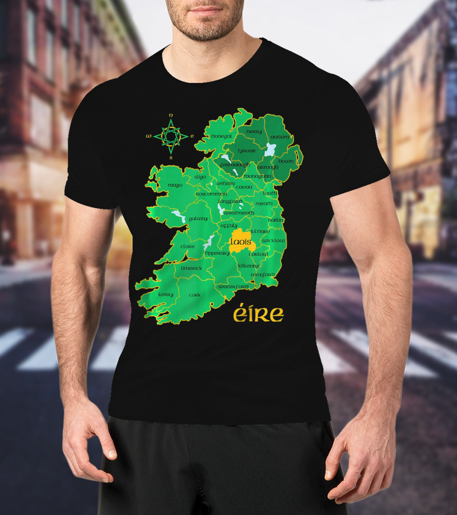 Laois Éire Ireland Irish County Map Compass T-Shirt