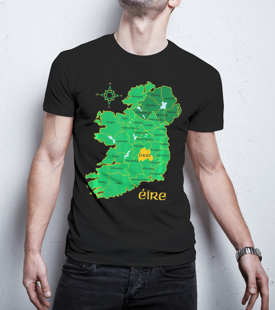 Laois Éire Ireland Irish County Map Compass T-Shirt